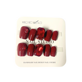 Press On Nails Tips Red Crystal