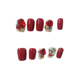 Press On Nails Tips Red Crystal Heart