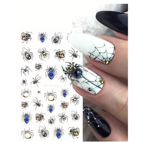 JNBS 5D Nail Sticker Halloween Spiders