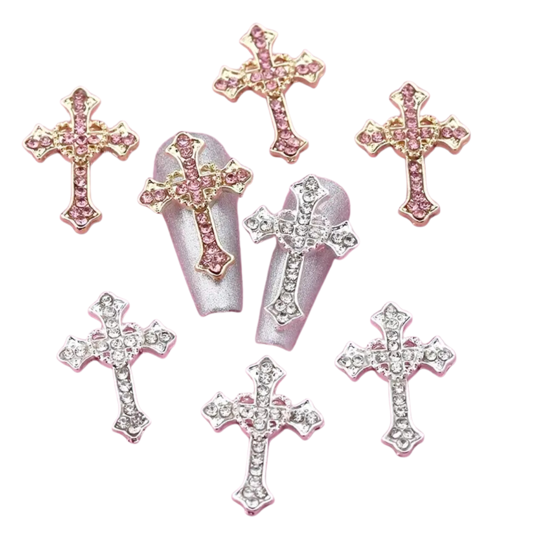 JNBS Nail Charm 3D Cross Heart Shaped Alloy (8pcs)