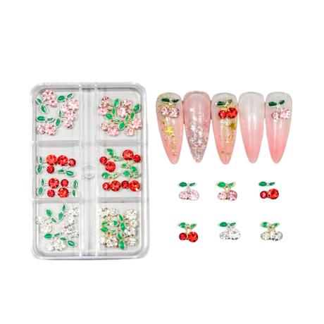 JNBS Nail Charm Rhinestone Cherry 7923 (6 Grids)