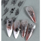 MOSR Nail Art Sticker Black White Butterfly Rose