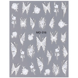 MOSR Nail Art Sticker Black White Butterfly Rose