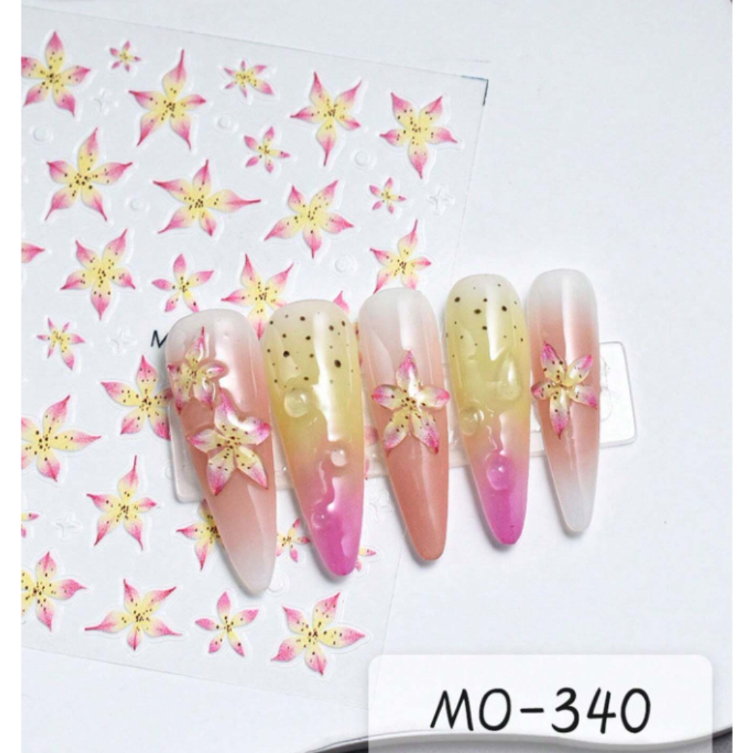 MOSR Nail Art Sticker Embossed Lily Flower