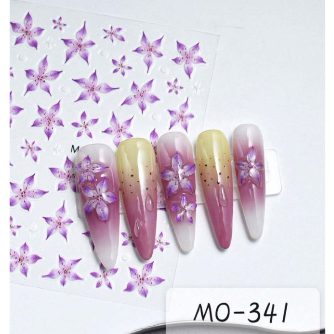 MOSR Nail Art Sticker Embossed Lily Flower