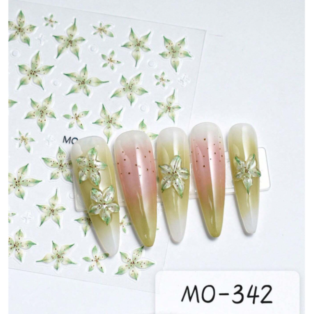 MOSR Nail Art Sticker Embossed Lily Flower