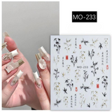 MOSR Nail Art Sticker Retro Chinese Ink Bamboo