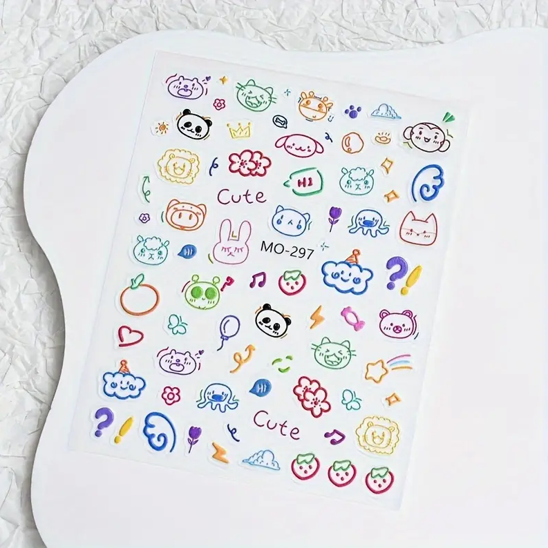 MOSR Nail Art Sticker Embossed Cartoon