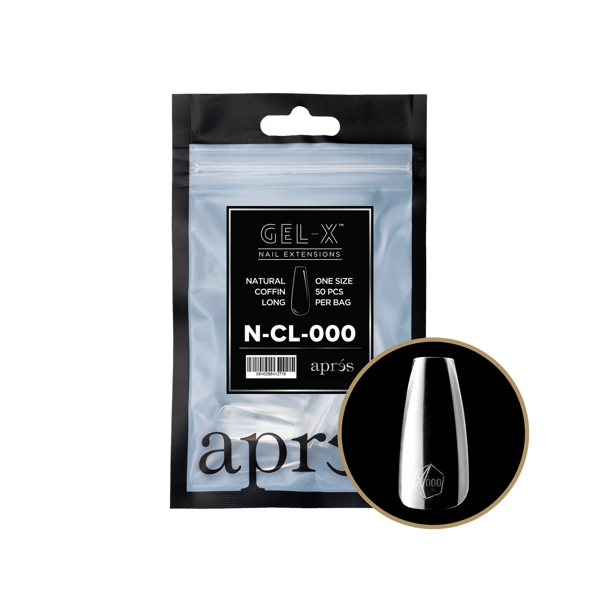 Apres Gel X™ Refill Bags (50pcs) Natural Coffin Long Tips