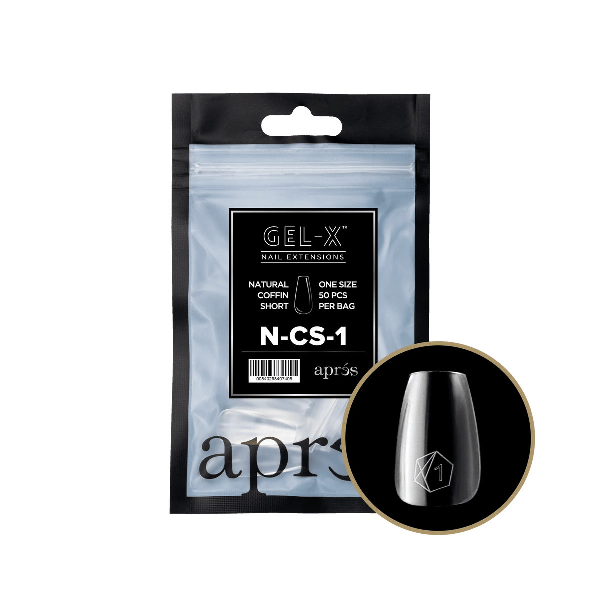 Apres Gel X™ Refill Bags (50pcs) Natural Coffin Short Tips