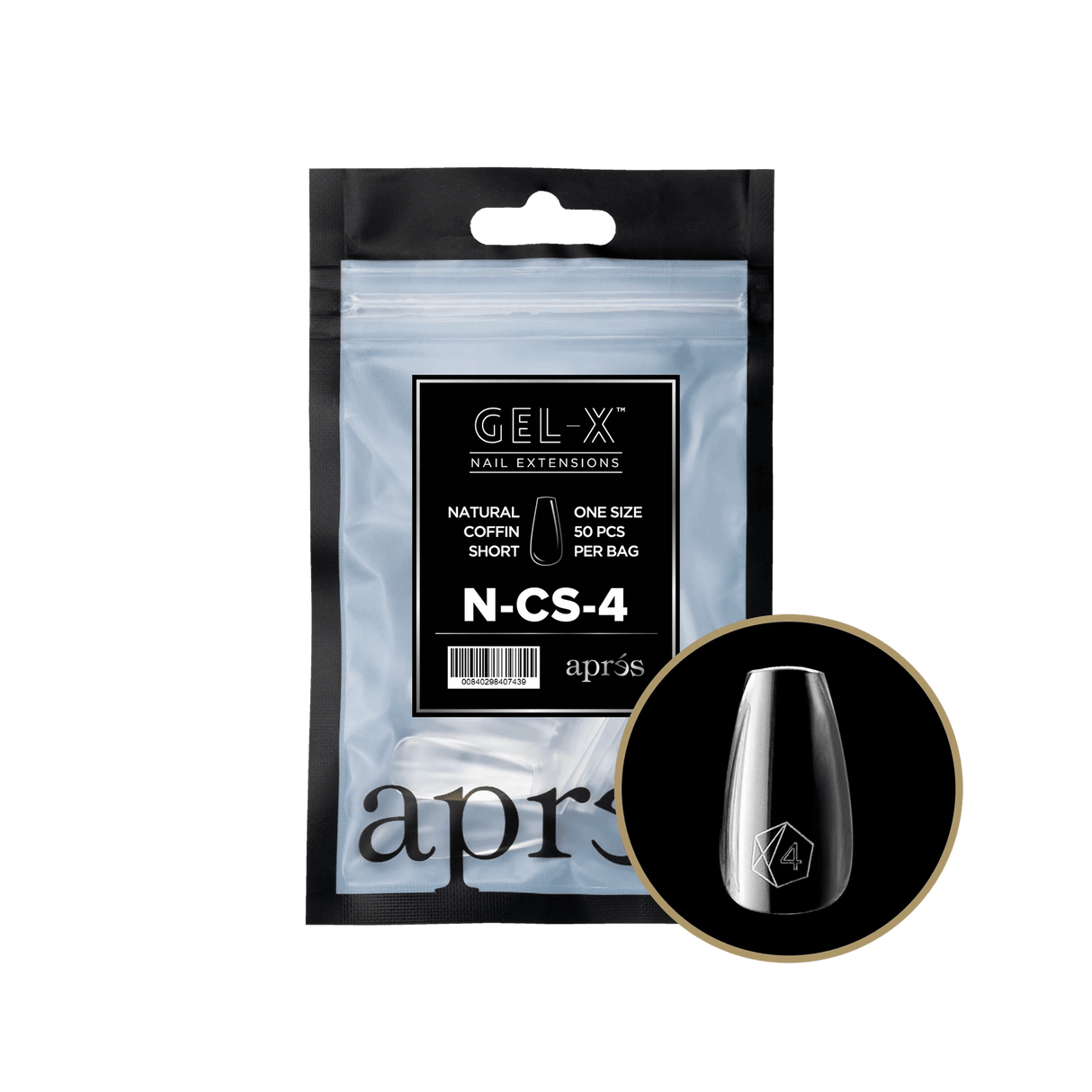 Apres Gel X™ Refill Bags (50pcs) Natural Coffin Short Tips