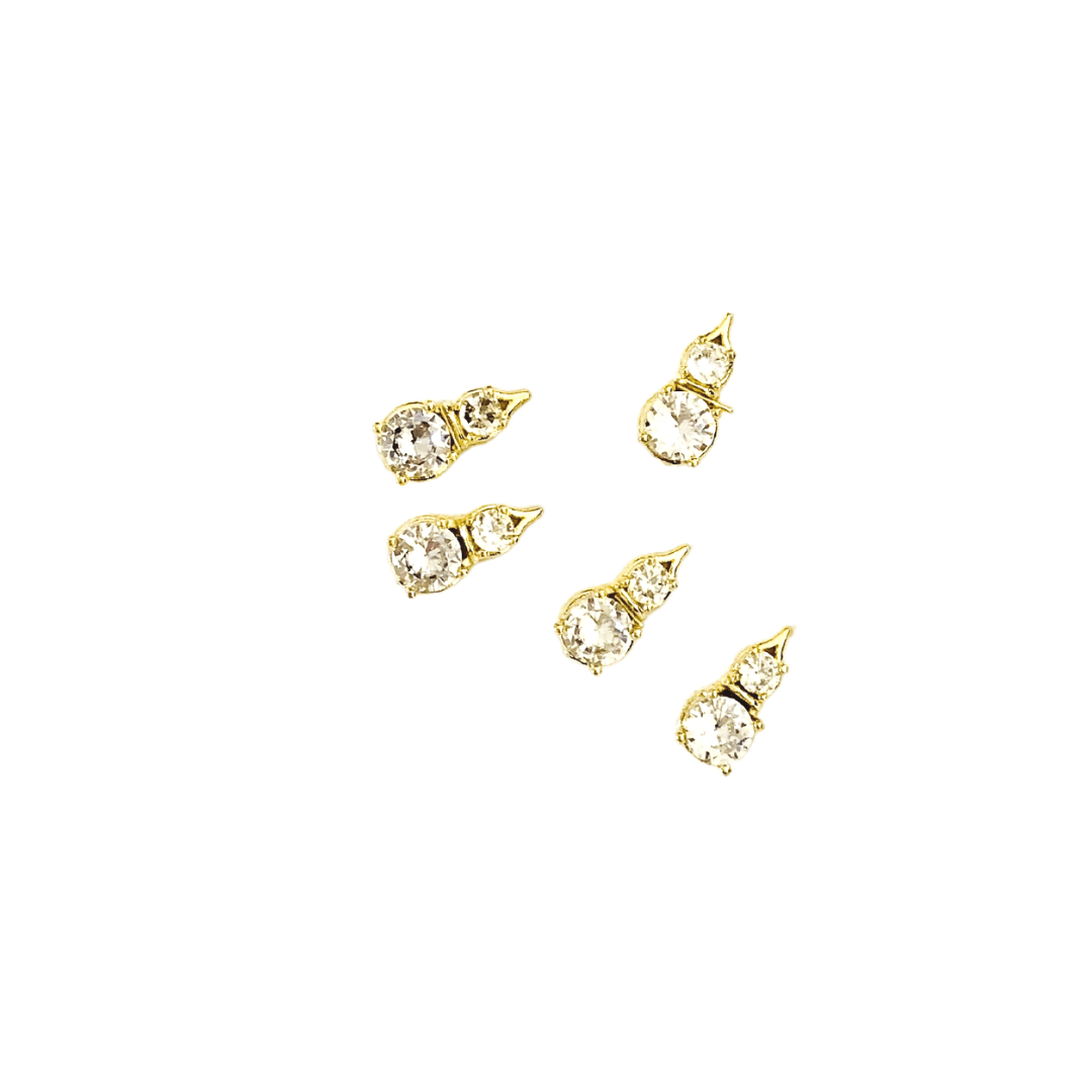 JNBS Nail Charm Diamond Silver Gold Two Stones