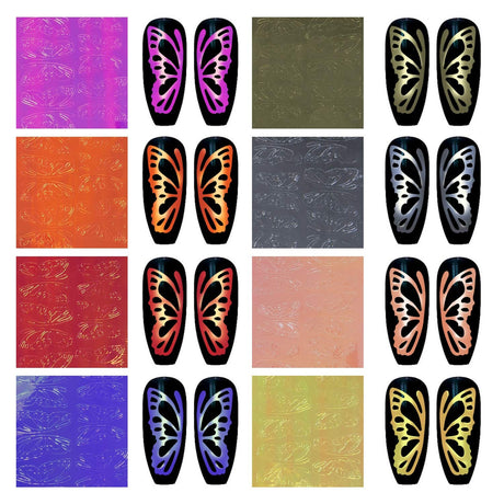 Holographic Butterfly Reflection Nail Stickers Set - Jessica Nail & Beauty Supply - Canada Nail Beauty Supply - NAIL STICKER