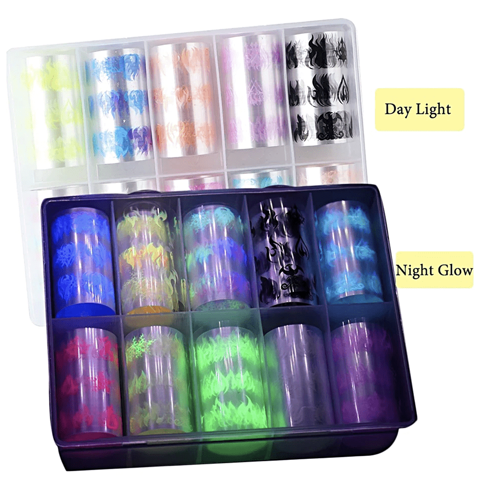 JNBS Nail Foil  Fire Flame Glow In The Dark