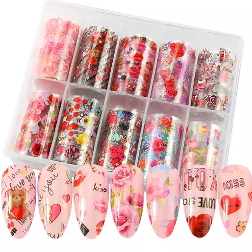 JNBS Nail Foil Box of 10 Sheets Valentine 01